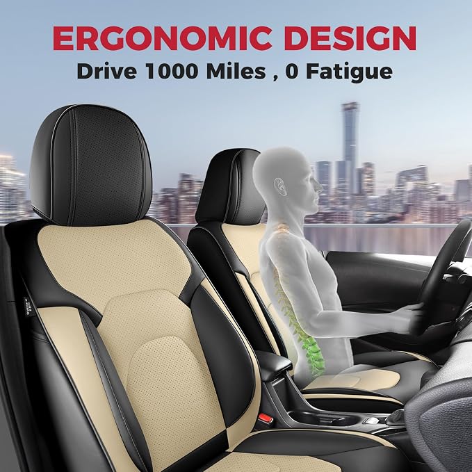 FREESOO Car Seat Covers Full Set, Waterproof Automotive Seat Covers, Leather - Image 3