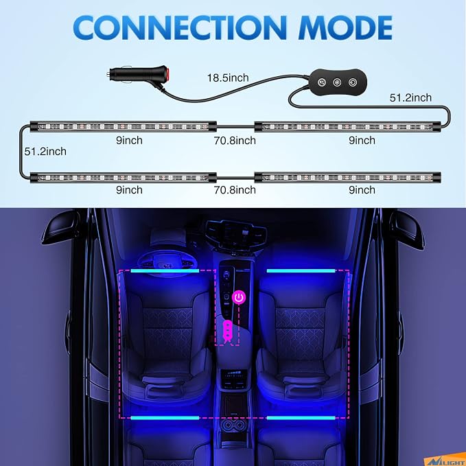 Nilight RGB LED Car Interior Stripe Light - Image 2