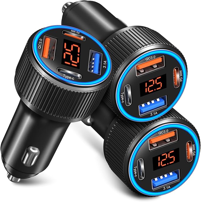USB C Car Charger 3 Pack, Costyle 65W 4 Port Car Power Adapter by Costyle