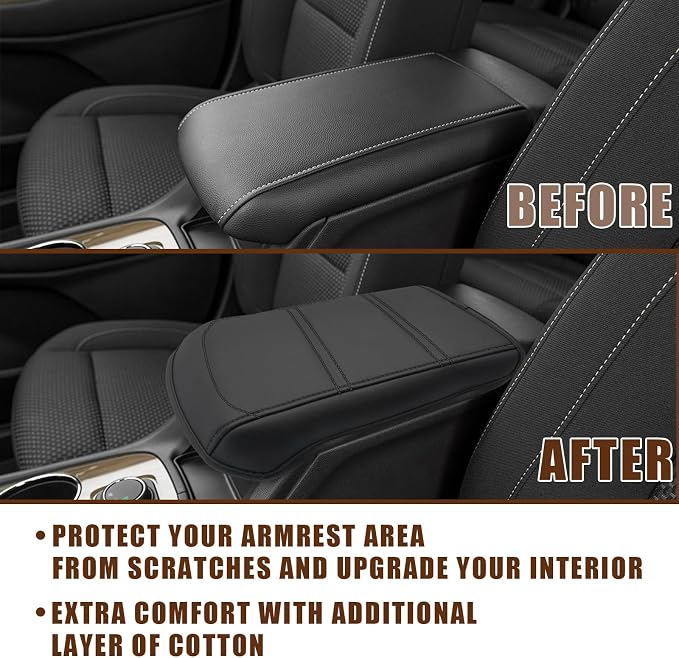 Muslogy for Acadia 2017-2023 Center Console Pad Armrest Cover Vegan Leather - Image 3