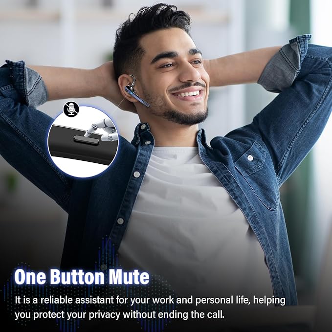 Bluetooth Headset, Wireless Bluetooth 5.3 Earpiece, 90Hrs Hands Free Headset - Image 6