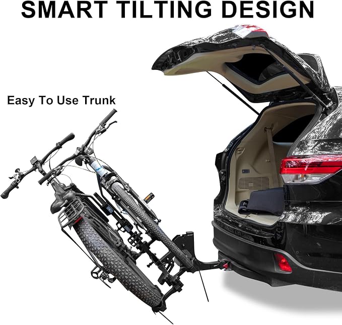 WEIZE 2 E Bike Rack Hitch Mounted, Wobble Free Smart Tilting Folding 2 Bicycle - Image 4