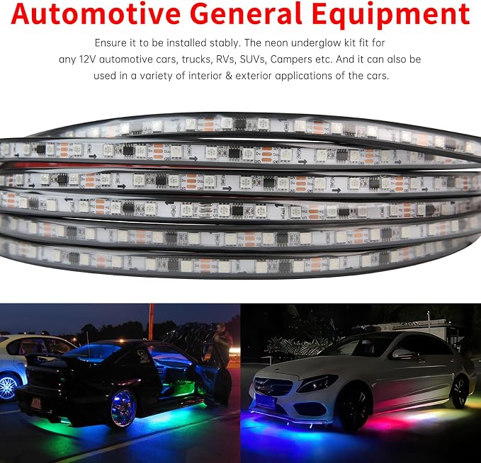 Underglow Lights for Car, APP Control 12V Flexible LEDs Underbody Lights - Image 2