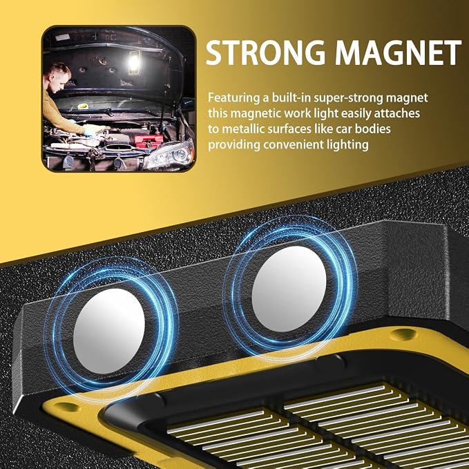 WARSUN Portable Rechargeable Magnetic Work Light, LED Flood Light Waterproof - Image 5