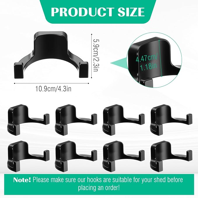 8 Pcs Shed Storage Tool Hooks Accessories Compatible - Image 2