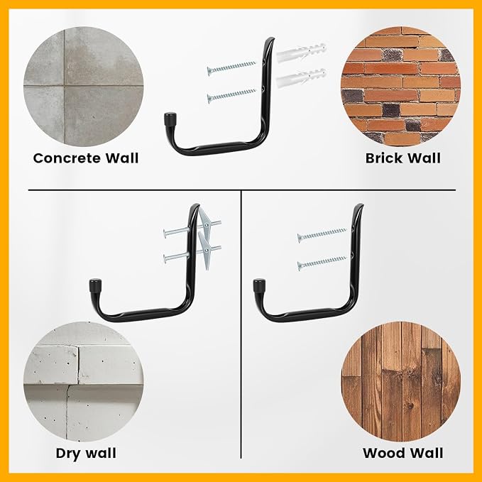8-Pack Heavy Duty Garage Hooks for Hanging 50 lbs, 8” & 3.5” J Utility Hooks - Image 4