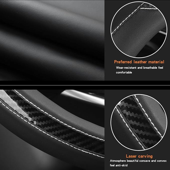 New Leather Car Steering Wheel Cover, Non-Slip Car Wheel Cover Protector - Image 4