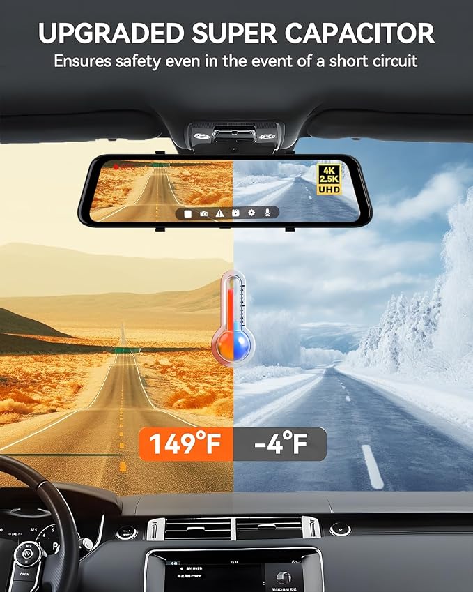WOLFBOX G900 Rear View Mirror Camera, Mirror Dash Cam 4K Front and 2.5K Rear - Image 10