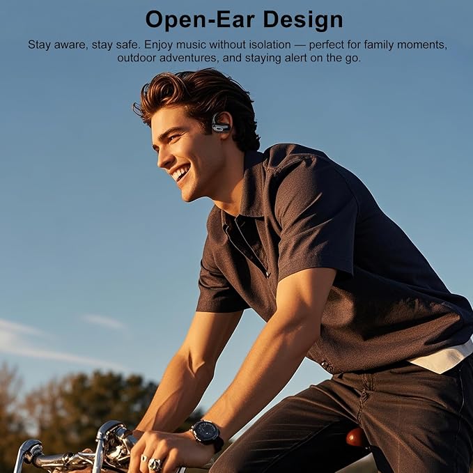 Open Ear Headphones, Air Conduction Ear buds, HD Stereo Bass Over Ear Earphones - Image 3