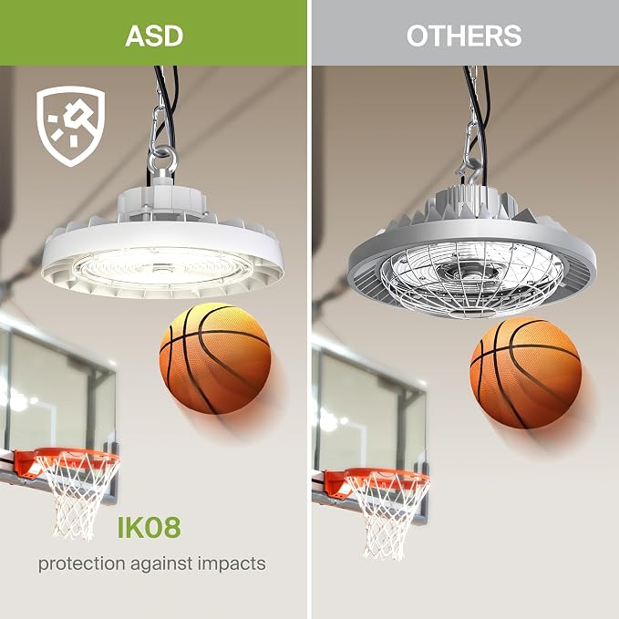 ASD LED High Bay UFO Light Fixture, Commercial Shop Lighting | 3CCT, IP69K - Image 7