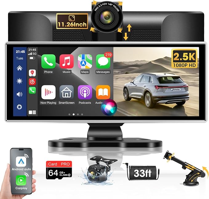 2025 Exclusive 11.26'' Portable Wireless Apple CarPlay Screen by jelkuz
