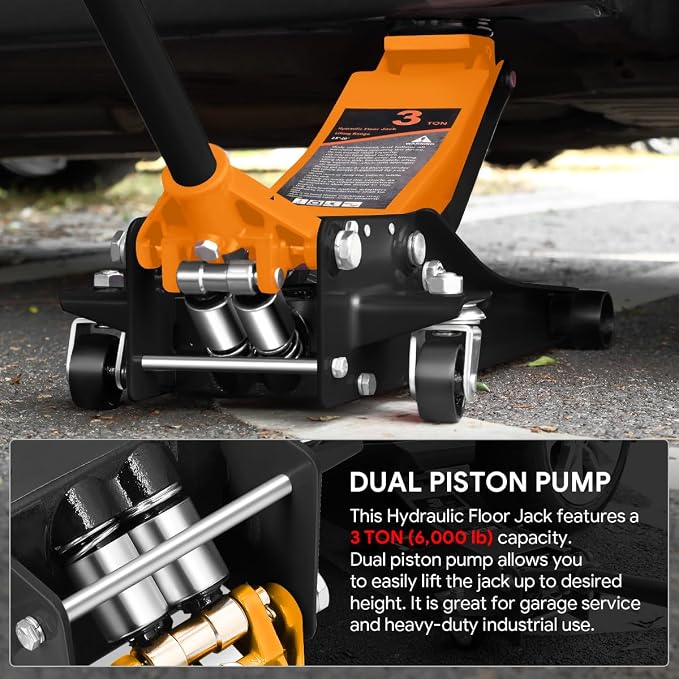 DNA MOTORING Low Profile Hydraulic Trolley Service/Floor Jack, 3 Ton Capacity - Image 4
