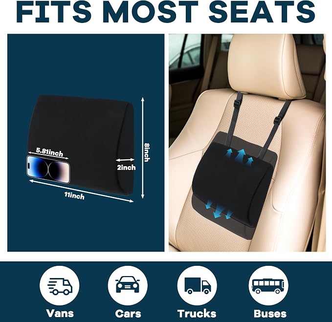 ROYALAY Lumbar Support Pillow for Car Seat Driver, Car Seat Cushions - Image 2