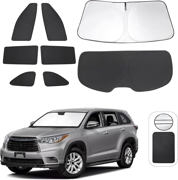 TINGLU Window Shades for Toyota Highlander 2014-2019 Accessories Side Full by TINGLU
