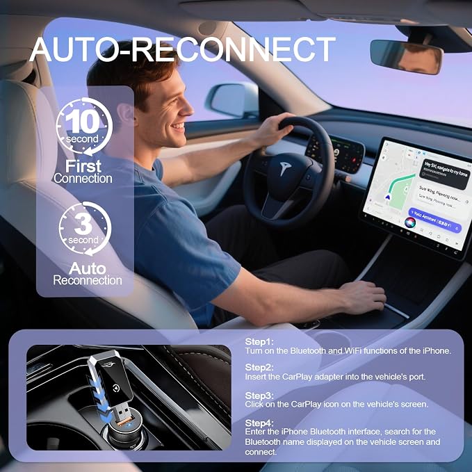 Mini Wireless Carplay Adapter for iPhone&Android Auto 2-in-1, 2025 Upgrade - Image 2