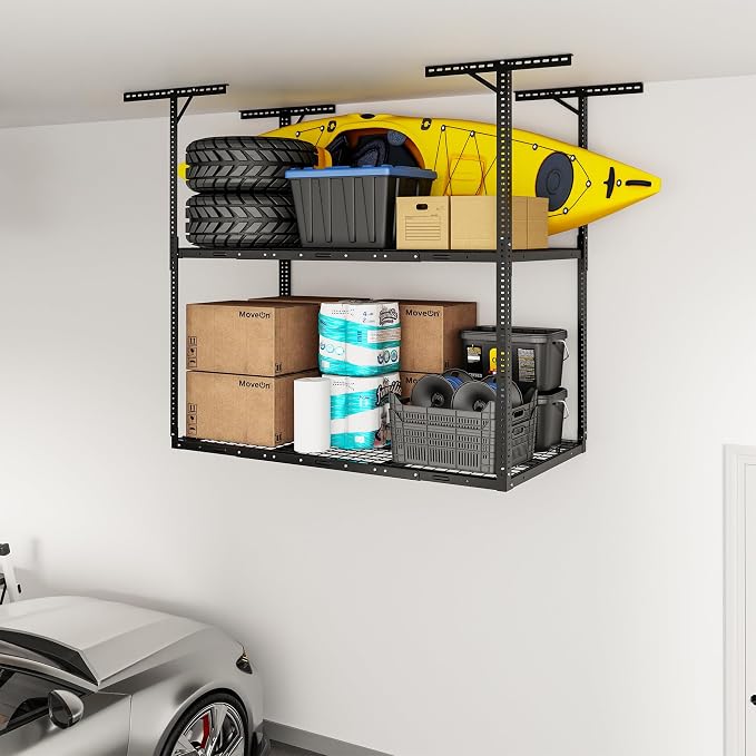 FLEXIMOUNTS 3x6 2-Tier Overhead Garage Storage Rack – Adjustable Heavy Duty by FLEXIMOUNTS