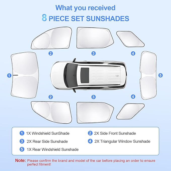 8pcs Car Window Shades for Chevrolet/Chevy Traverse2018-2023 Accessories - Image 7