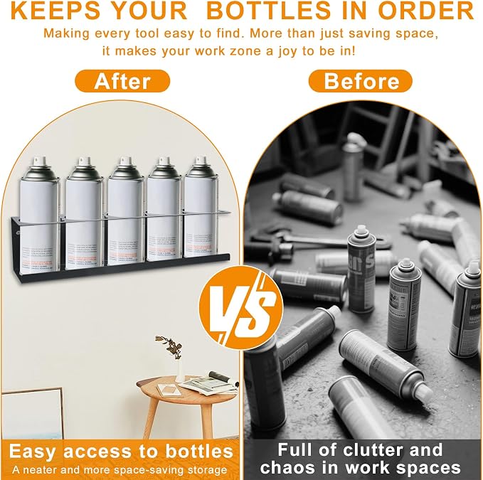 Aerosol Spray Can Holder Rack 4 Packs, Spray Bottle Organizer Wall Mounted - Image 5