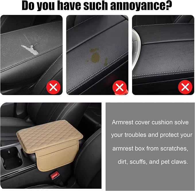 Car Center Console Cover, Upgraded Leather Armrest Seat Box Cover - Image 5