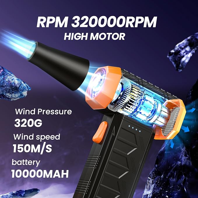 Electric Air Duster, 0000 RPM Compressed Air Duster & Blower, 7600mAh - Image 2