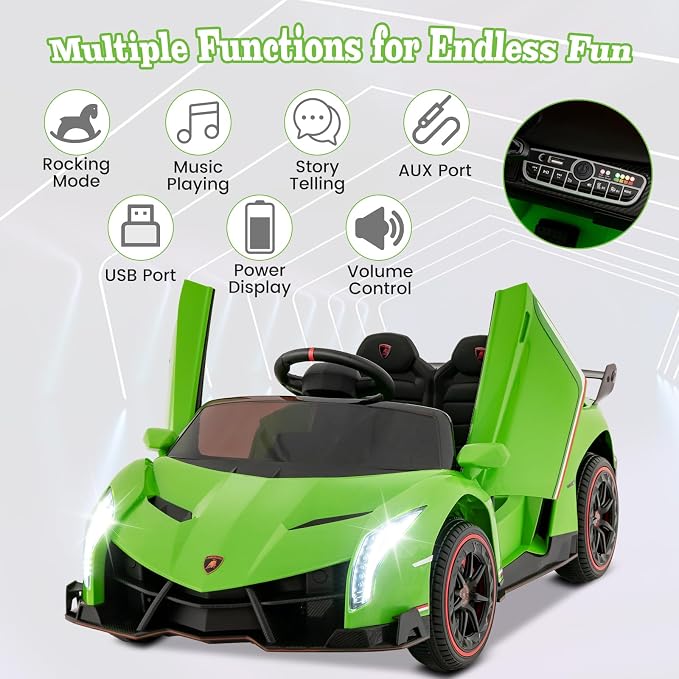 Costzon Ride on Car, Lamborghini Licensed 12V Battery Powered 4WD Sports Car - Image 2