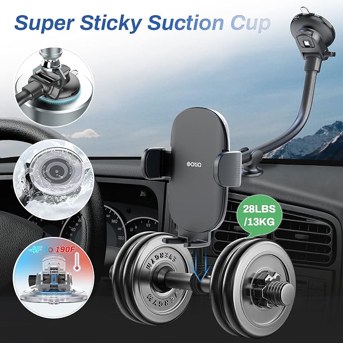 OQTIQ 13" Gooseneck Car Phone Mount – Windshield & Dashboard Holder - Image 8