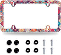Stitching Tile Boho Pattern License Plate Frame Stainless Steel Parts Colorful by GORSNKYE