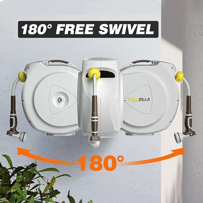Retractable Garden Hose Reel, 5/8 in 100+6 ft, Heavy Duty Wall Mounted Water - Image 4