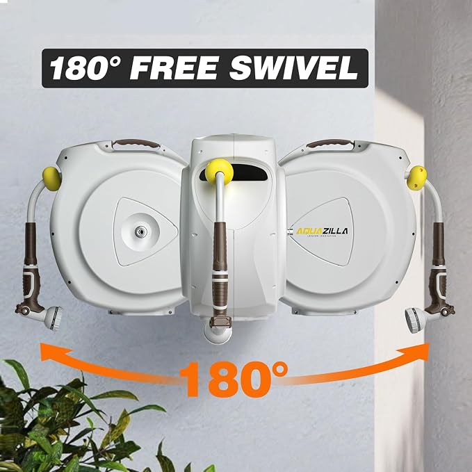 Retractable Garden Hose Reel, 1/2 in 75+6ft, Heavy Duty Wall Mounted Water Hose - Image 4