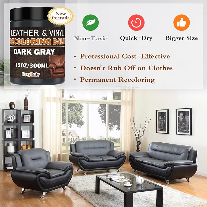 Dark Gray Recoloring Balm Leather Vinyl Auto Dash Board Car Interior Seats - Image 4