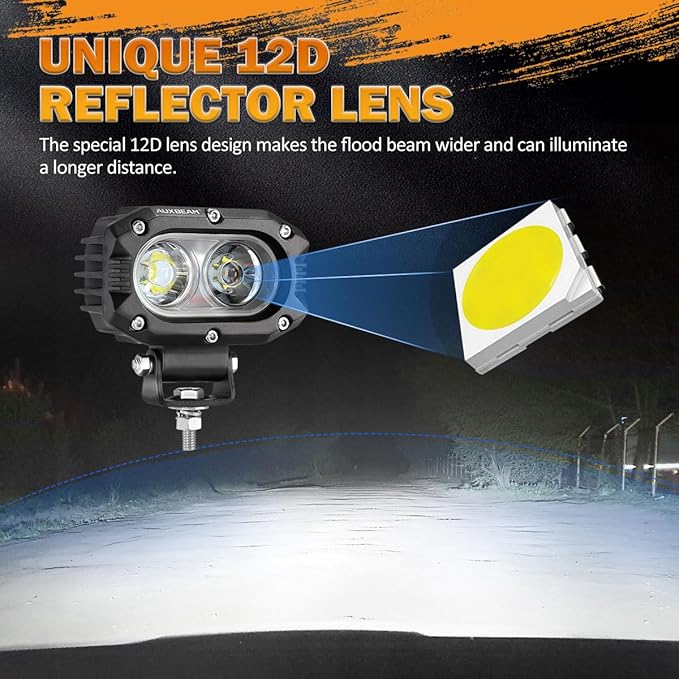 Auxbeam 4 Inch LED Pod, Square Pod Light - Image 2