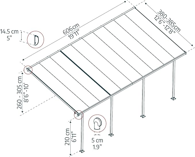 Palram - Canopia Feria 13 Ft. x 20 Ft. Carport Aluminum Metal Frame and - Image 7