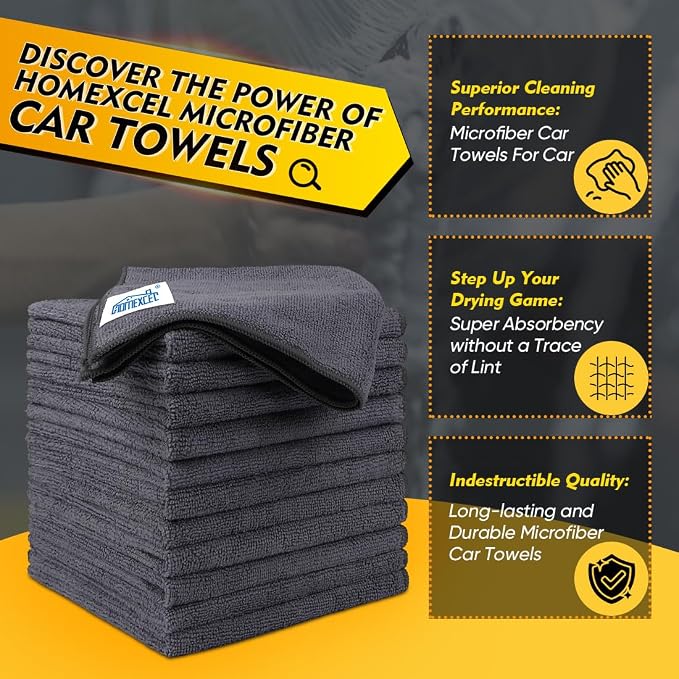 HOMEXCEL Grey Microfiber Cleaning Cloth 6 Pack, 12.5 x 12.5 inch Microfiber - Image 2