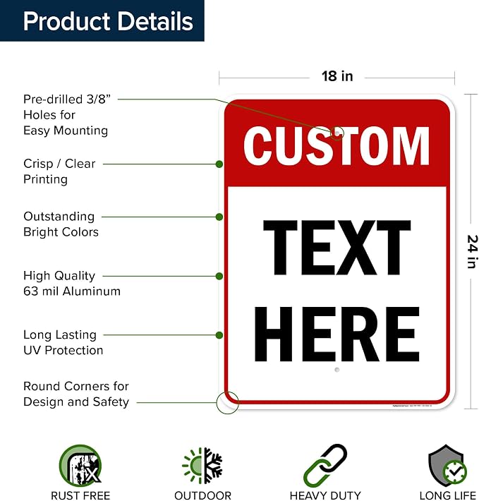 Custom Sign, Custom Sign for Business, Indoor/Outdoor use. 18x24 Inches - Image 6