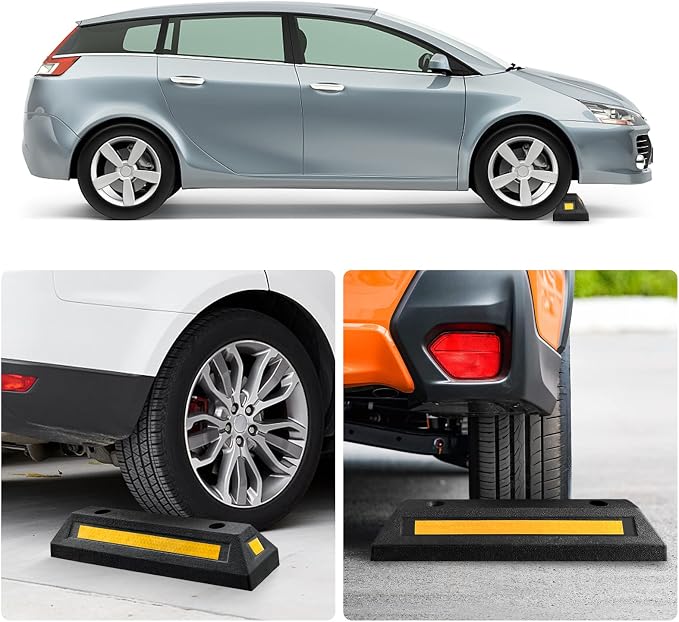 Car Parking Stopper – 2PCs Heavy Duty Rubber Curb Car Stop - Image 7