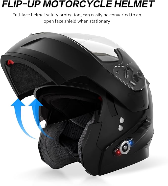 Motorcycle Helmet Bluetooth 5.0 Integrated New EPS FreedConn BM2-S Modular Flip - Image 6