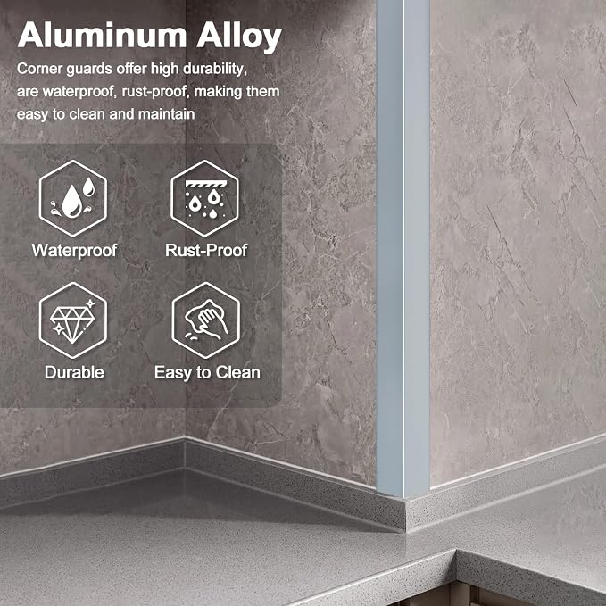 4PCS 45" Aluminum Metal Corner Protectors, Self Adhesive Corner Guards - Image 3