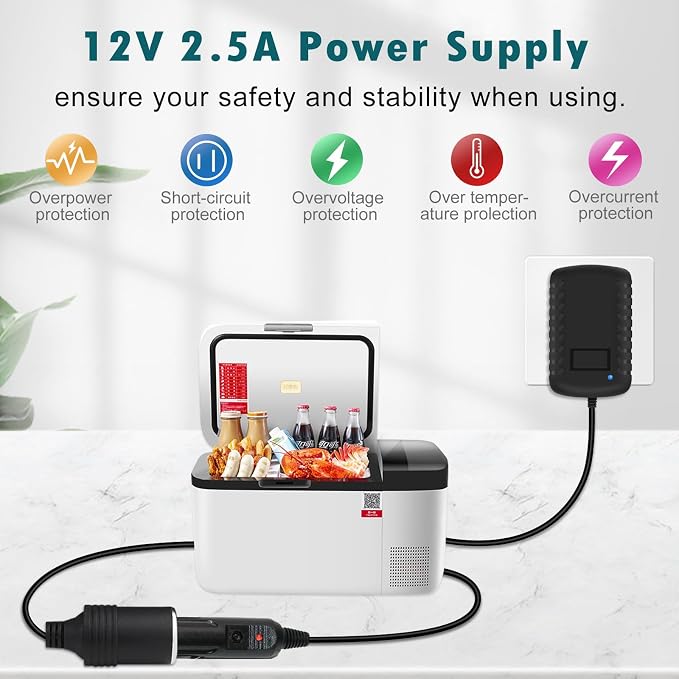 inShareplus 12V 2.5A 30W AC to DC Converter, 12 Volt Cigarette Lighter Adapter - Image 2