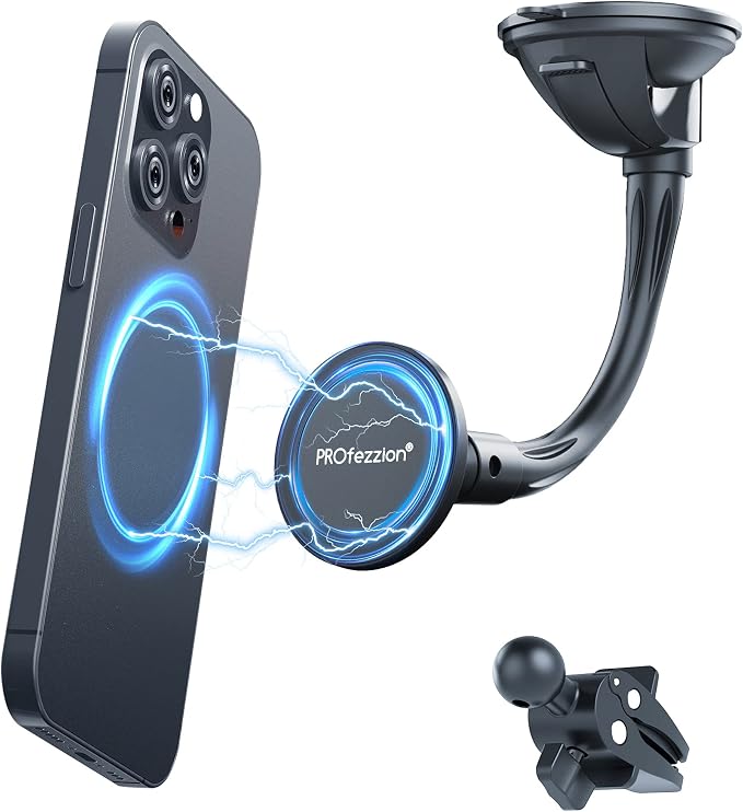 PROfezzion Suction Cup & Vent Clip Combo Magnetic Phone Holder Compatible by PROfezzion