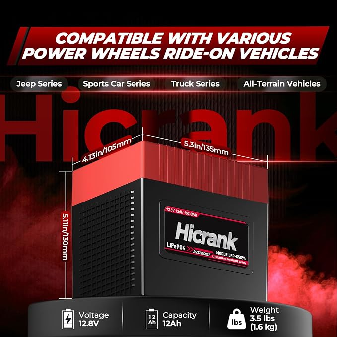 Lithium LiFePO4 Power Wheels Ride On Toy Replacement Battery 12V 12Ah, 2X - Image 7