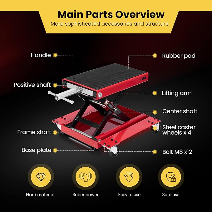VIVOHOME 1100 Lbs Steel Wide Deck Motorcycle Lift ATV Scissor Lift Jack - Image 2