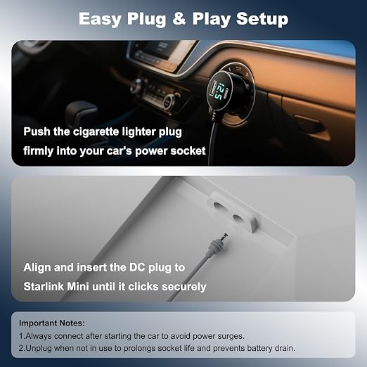Starlink Mini Car Adapter 3M/10FT, Starlink Cable Car Charger 12V-24V, Starlink - Image 6