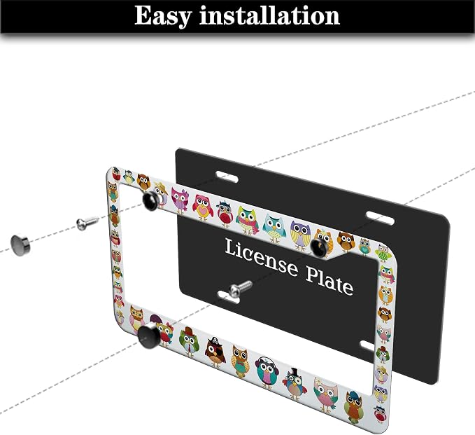 License Plate Frames for Women Multicolor License Plate Frame for Men Cute Owl - Image 7