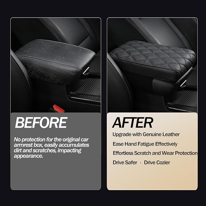 Car Center Console Cover pad Genuine Cowhide Leather, Vehicle Arm Rest Cushion - Image 7