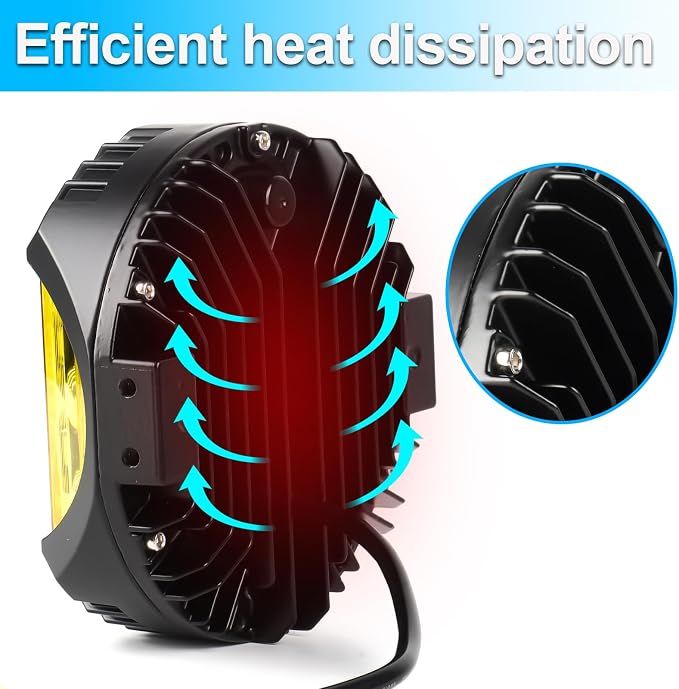 LIGBT 2PCS 5 Inch Amber Yellow Round LED Offroad Light - Image 4