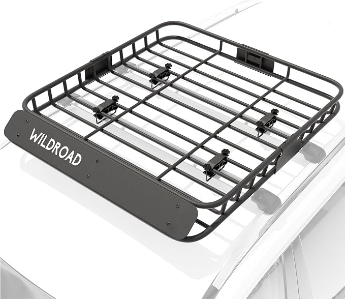 WILDROAD Roof Rack Cargo Basket, Upgraded 4” Fence Car Roof Basket by WILDROAD