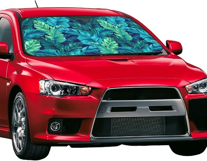 Tropical Leaves Car Windshield Sunshade Front Window Sun Visor Protector - Image 2