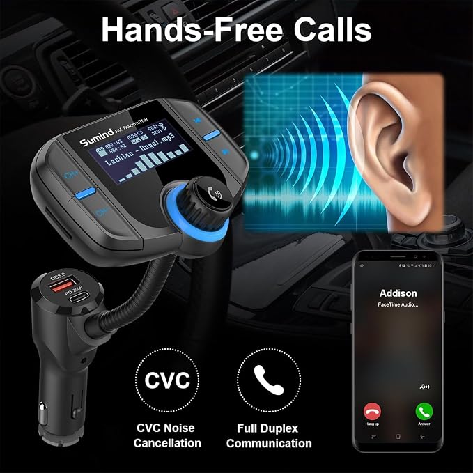Upgraded Bluetooth FM Transmitter, Wireless Radio Adapter Hands Free Car Kit - Image 7