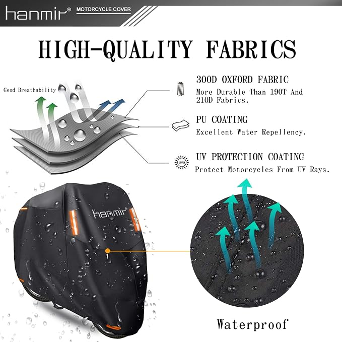 Motorcycle Cover, Motorbike Cover All Season Universal Weather Waterproof - Image 4