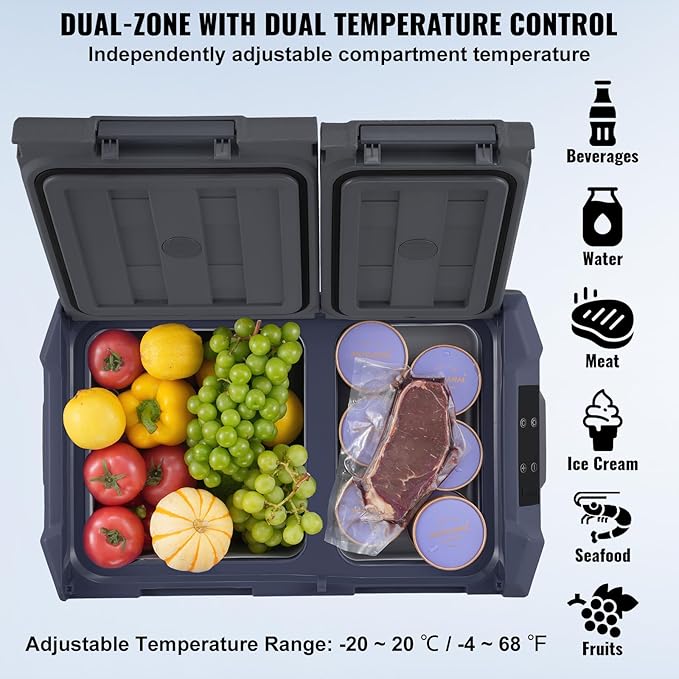 VEVOR NLS45, 12 Volt Car Refrigerator Fridge, 32 L Dual Zone Portable Freezer - Image 3